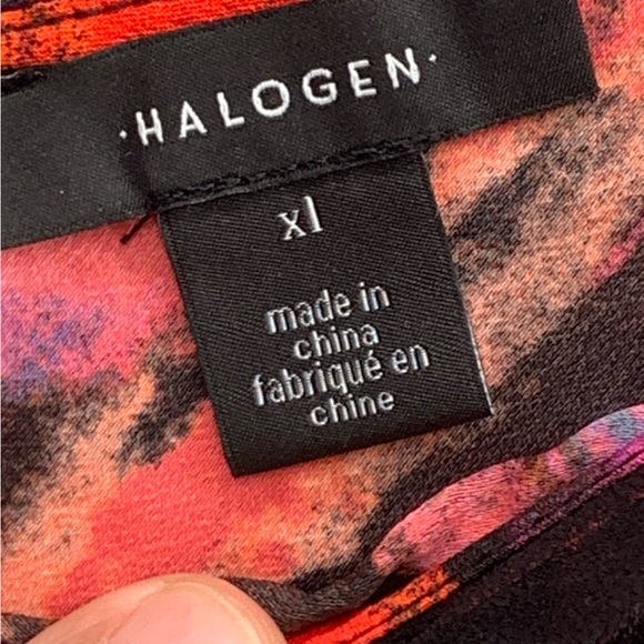 Halogen Black Mult Cloud Wash Floral Print Sleeveless Blouse Tank Top Women’s XL - Picture 2 of 10